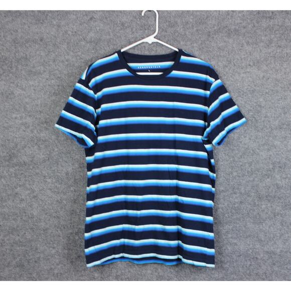 AEROPOSTAL T-Shirt Men's Large Blue Strips Short Sleeve - Picture 1 of 12